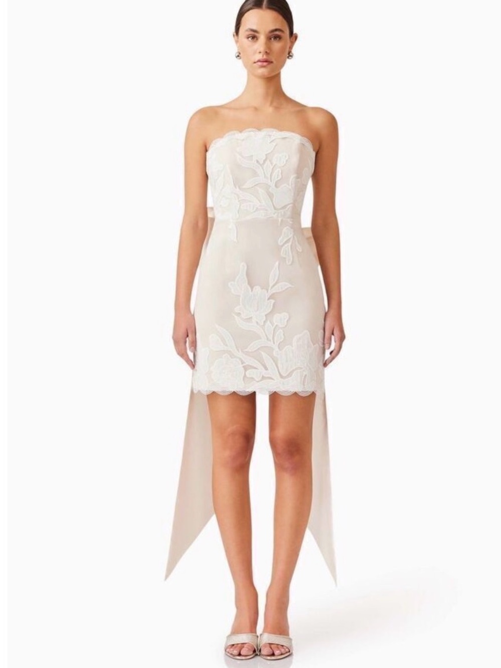Florian Bow Mini Dress in White - Bridal Strapless Mini Dress with a Large Bow